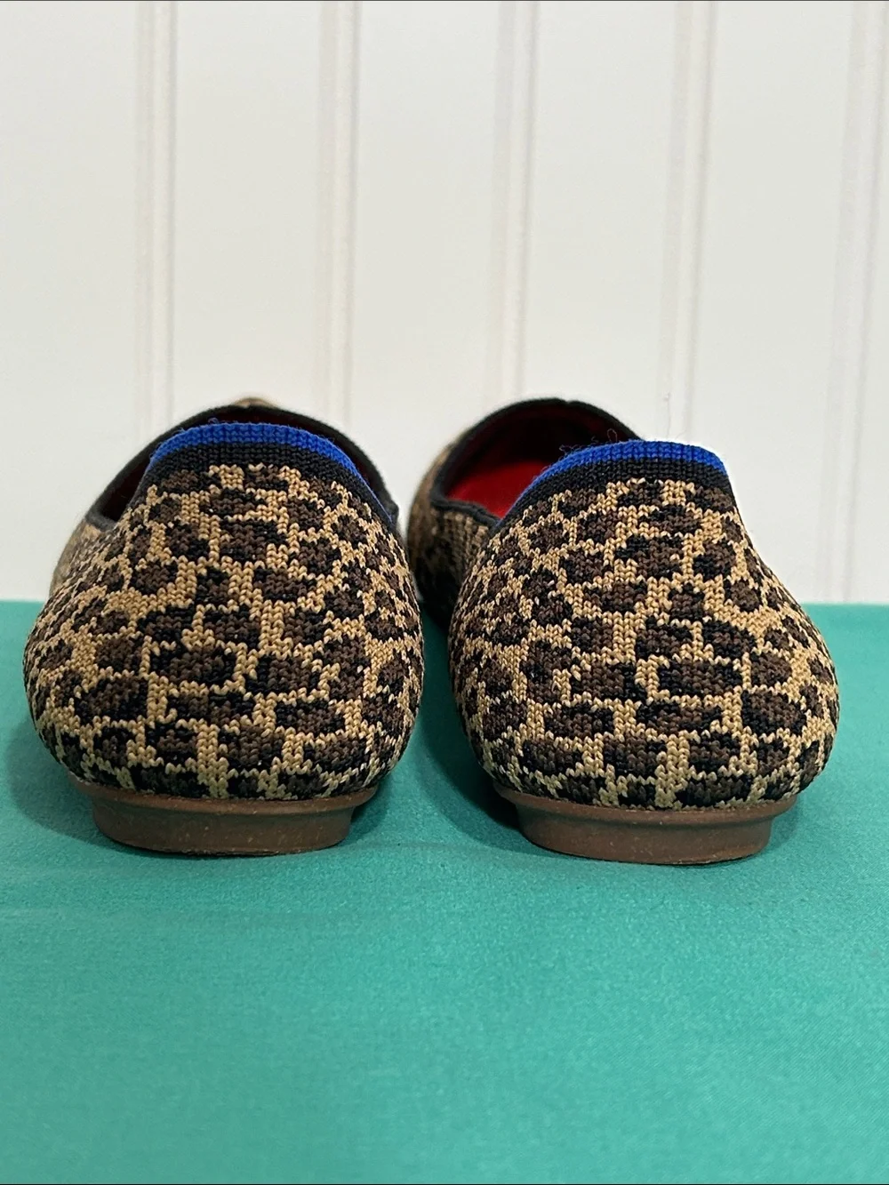 Rothy's Leopard Print Pointed Toe Flats with Red Insole Sz: 7.5